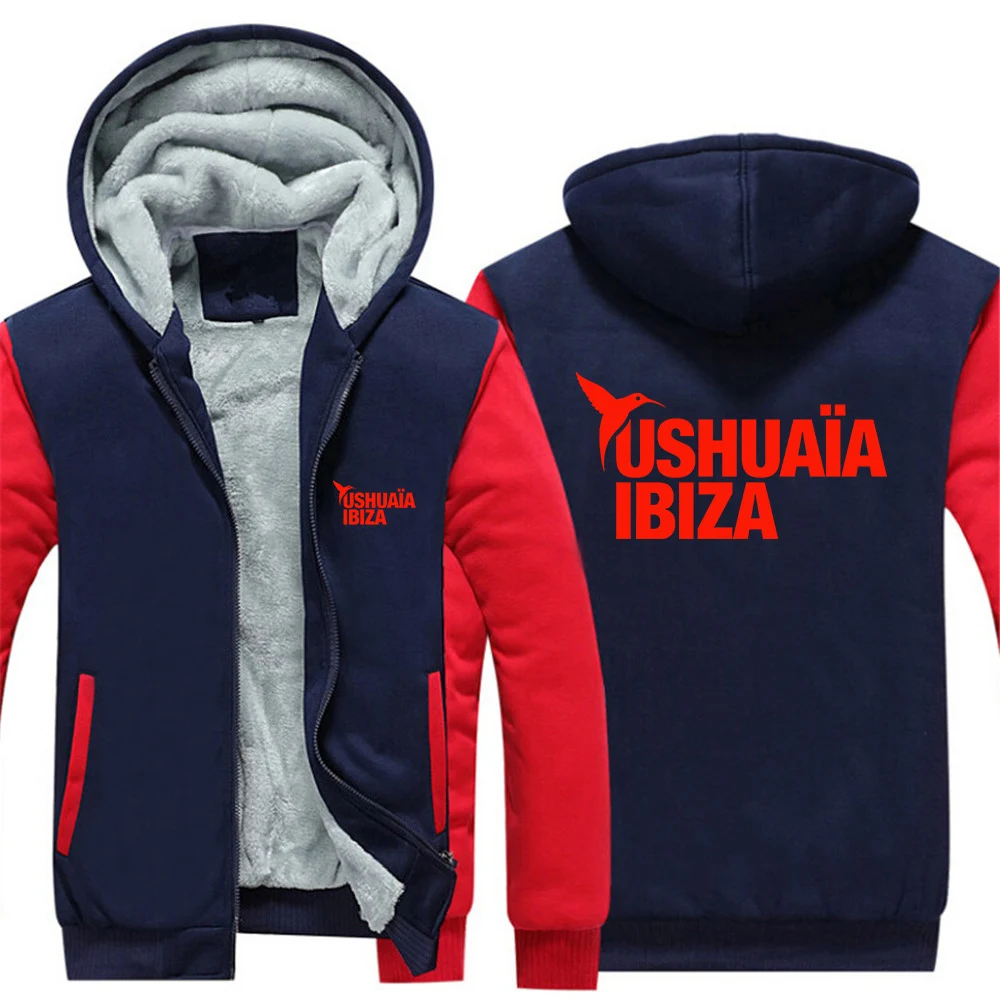 Men's Fleece Sweatshirt Hoodies 2026 Ushuaia Ibiza Logo Print Streetwear Winter Warm Thicken cold protection Jacket Coat