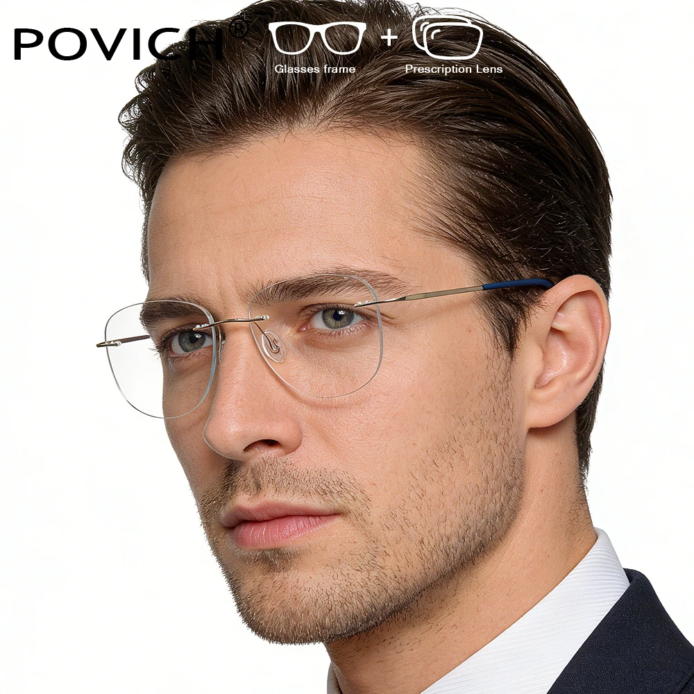 β-Titanium Prescription Glasses Transition Aviation Sunglasses Photochromic Rimless Eyeglasses Men  Myopia Multifocal Glasses