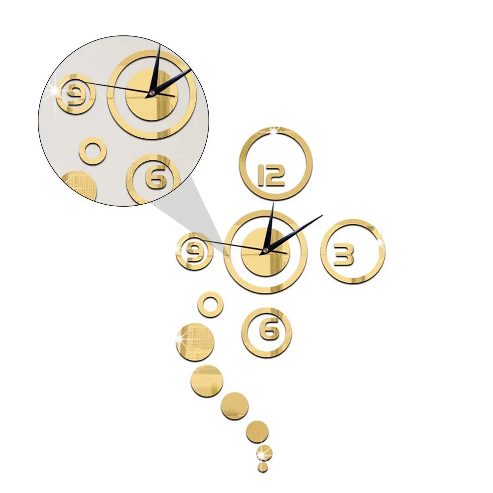 

Mirror Surface Wall Clock Sticky Modern Simple Decorative Clock for Bedroom Living Room Cafe Office Decoration