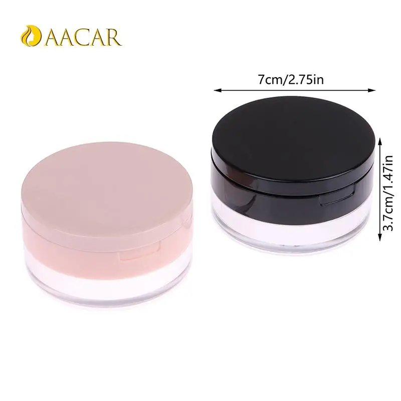 Portable Plastic Puff Box Empty Loose Powder Pot With Sieve Mirror Spoon Cosmetic Sifter Loose Jar Travel Makeup Container DIY