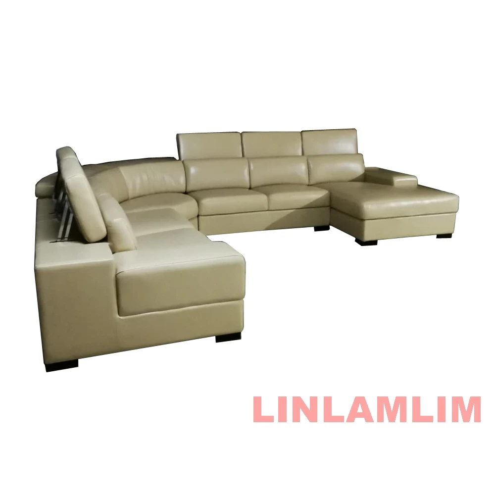 Modern Genuine Leather Sectional Sofa, L-Shaped Corner Couch, Spacious Modular Living Room Sofa with Chaise for Home & Lounge