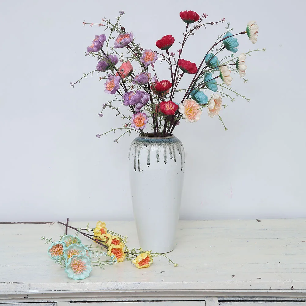 

5pcs Rhododendron Bouquet Fake Flower Foam Flower Home Decor Valentine's Day Room Ornaments Pollen Butterfly Flower
