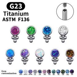 G23 F136 6G Labret Lnternal Thread Piercing Opal Earrings Titanium   Tragus Conch Cartilage Perforated Lip 1 Jewelry Wholesale