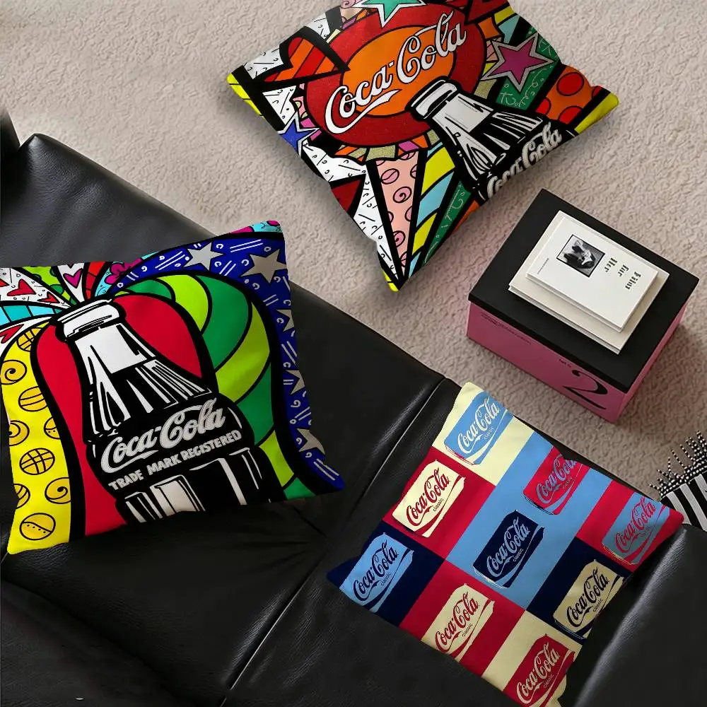 Fashion Print C-Coca C-Cola Cushion Cover Pillowcase Upholstery Sofa Throw Pillow Home Decor Pillowcas