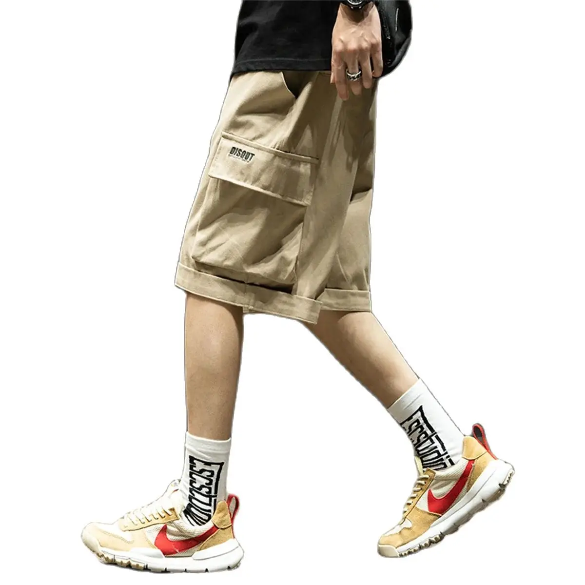 Black Hip Hop Cargo Shorts Men Summer Running High Street Loose Pants Streetwear White Casual Kahaki Shorts Boys Girl