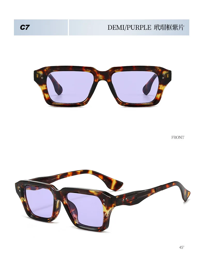 Luxus Vintage Nieten Schmücken Quadratischen Rahmen Sonnenbrille Frauen Männer Mode Designer Shades Sommer Reisen Stick Brillen UV400 – Detail 18