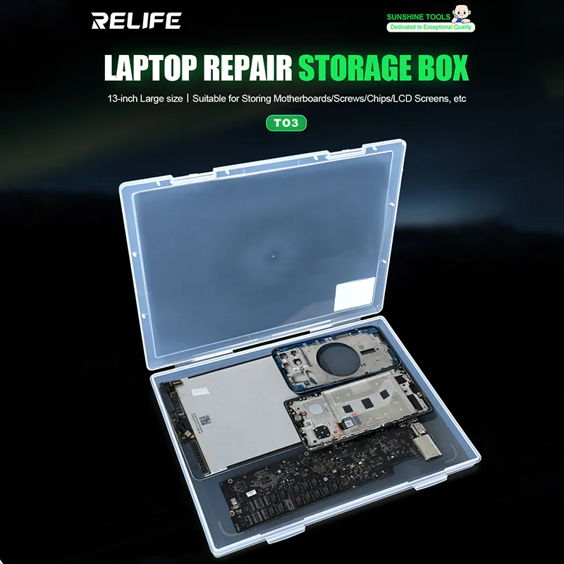 Relife TO3 Laptop Repair Multifunctional Storage Box 13 Inch Anti-Bend Moisture-Proof Sealing Containers For Components Storage