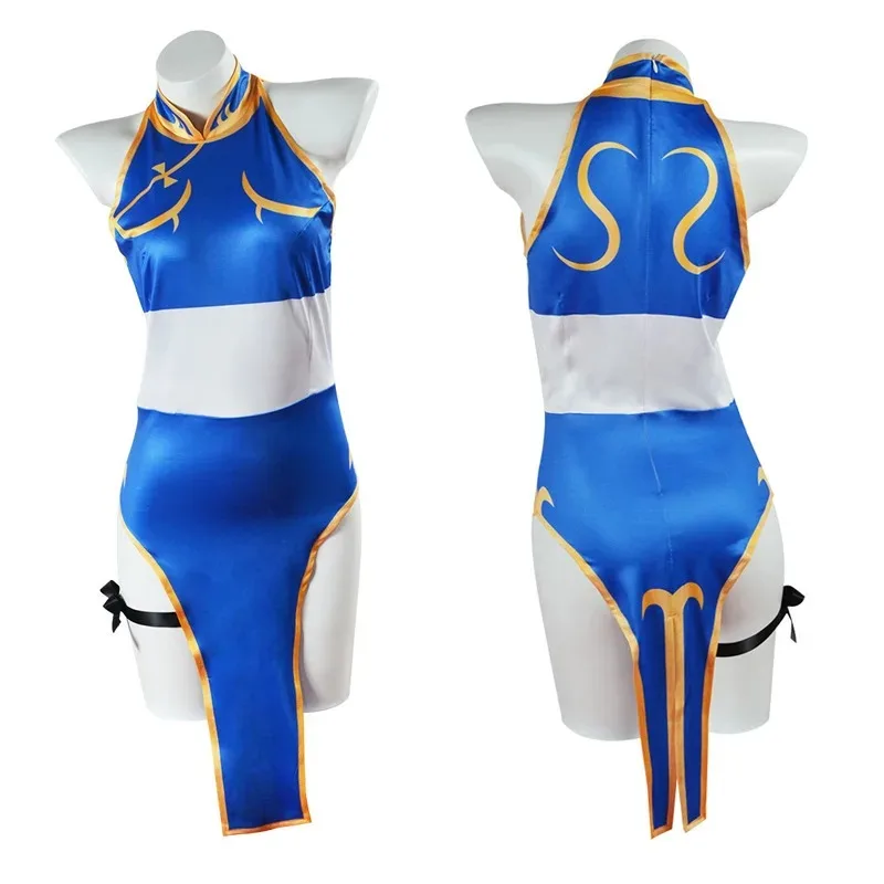 Костюмы для косплея Chun Li, синее платье Cheongsam Sutorito Faita Games Chun Li, боди для косплея, 2025 год, женская одежда для Хэллоуина