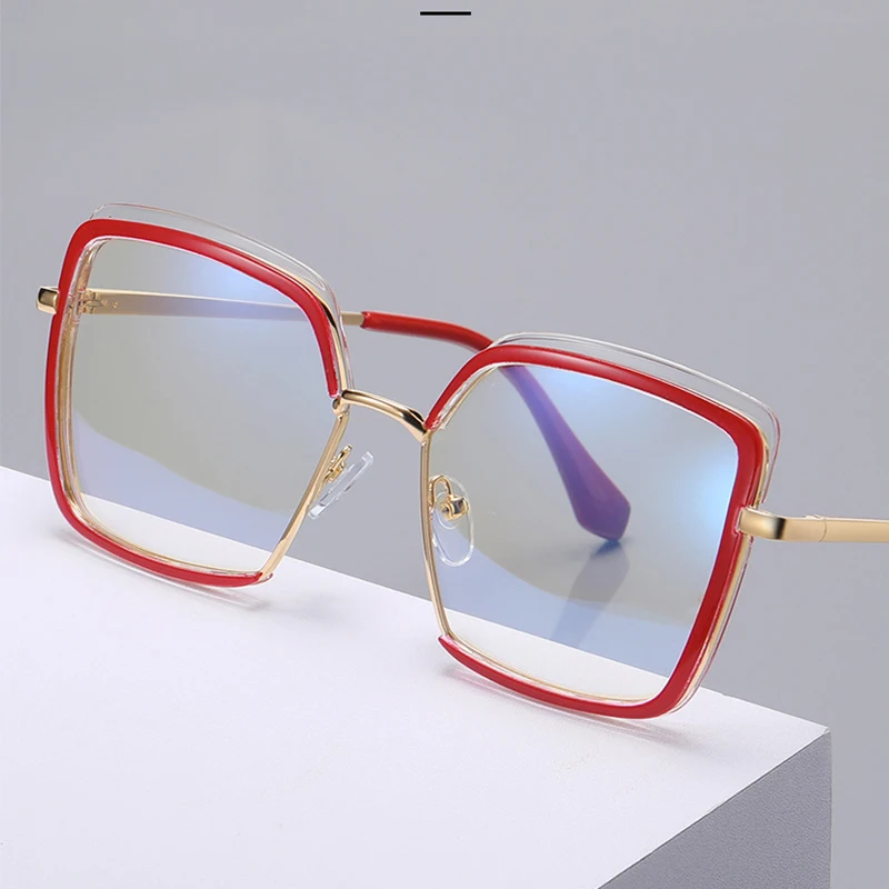 Leopard Square Computer Glasses Frame 2024 Oversized Fashion Eyeglasses Anti Blue Light Blocking Reader Glasses For Women Men