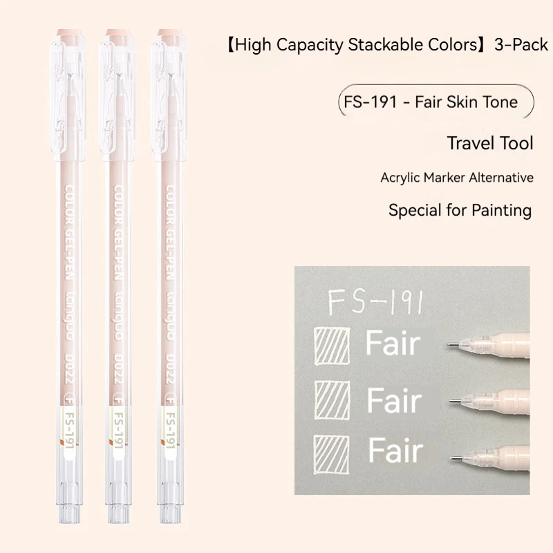 

3-9pcs High-Capacity Art Journaling Replacement School Supplies Stationery Aesthetic Overlayable Skin Tone Gel Pen Black