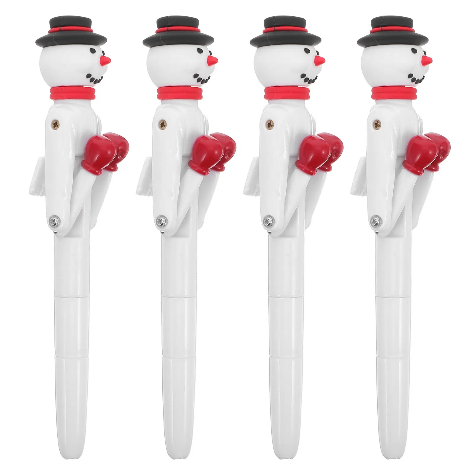 

4Pcs Snowman Boxing Ballpoint Pens Funny Christmas Gel Ink Writing Tool Interactive Punching Arms Novelty Xmas Party Favor