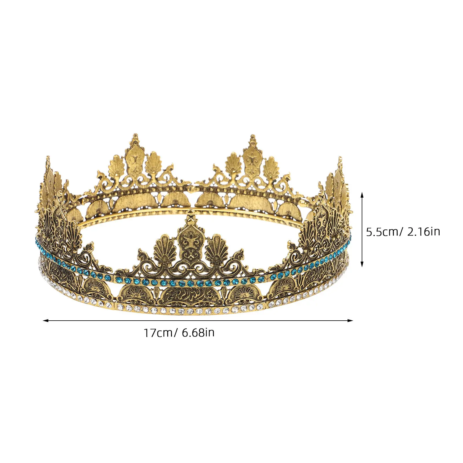 レトロ男性クラウンヴィンテージキングヘッドドレス結婚式パーティープロムコスプレ衣装アクセサリーゴールデン男性帽子