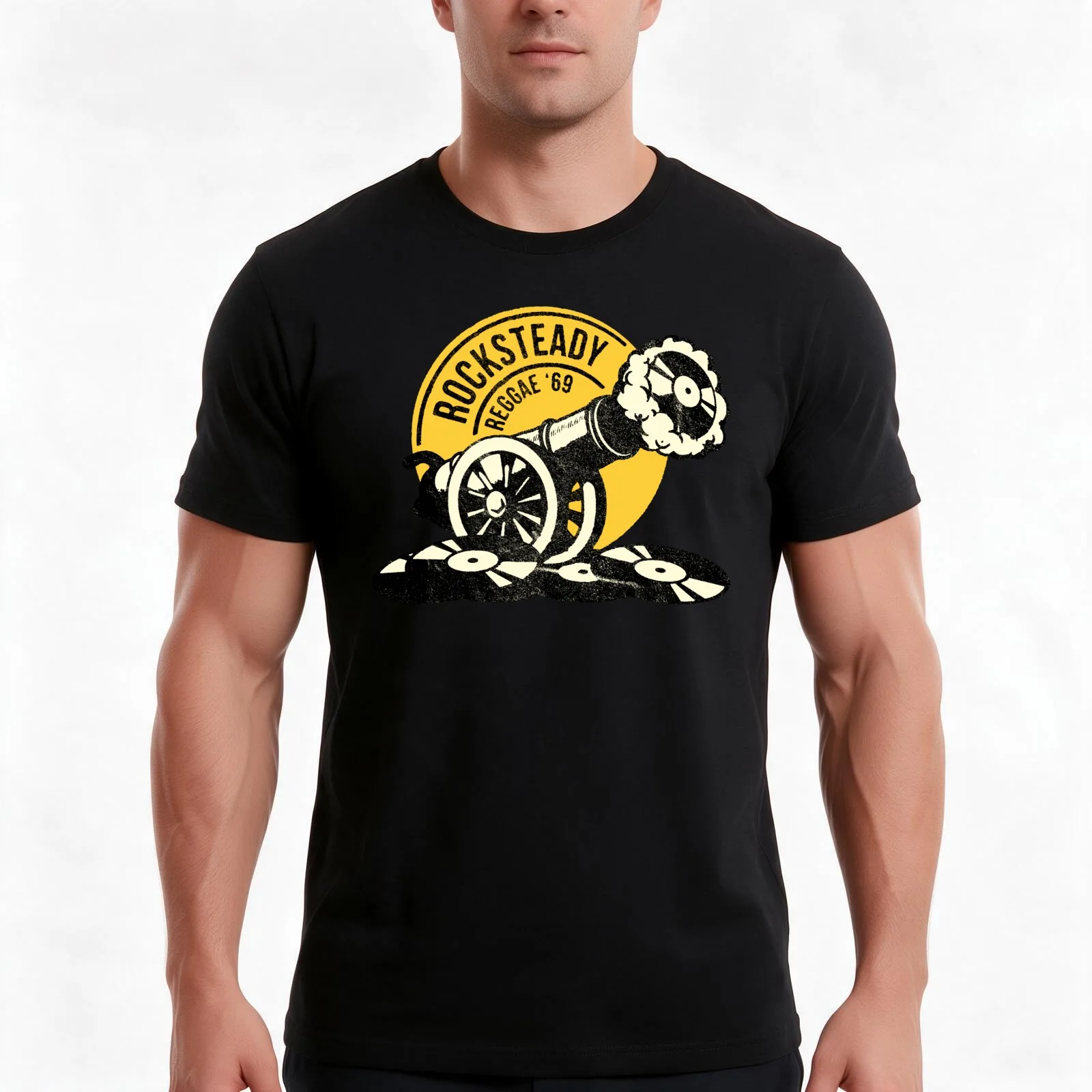 Rocksteady Reggae 69 soundsystem T-Shirt, Summer Casual Cotton Tee, Oversized Streetwear Tops, Vintage Graphic Print