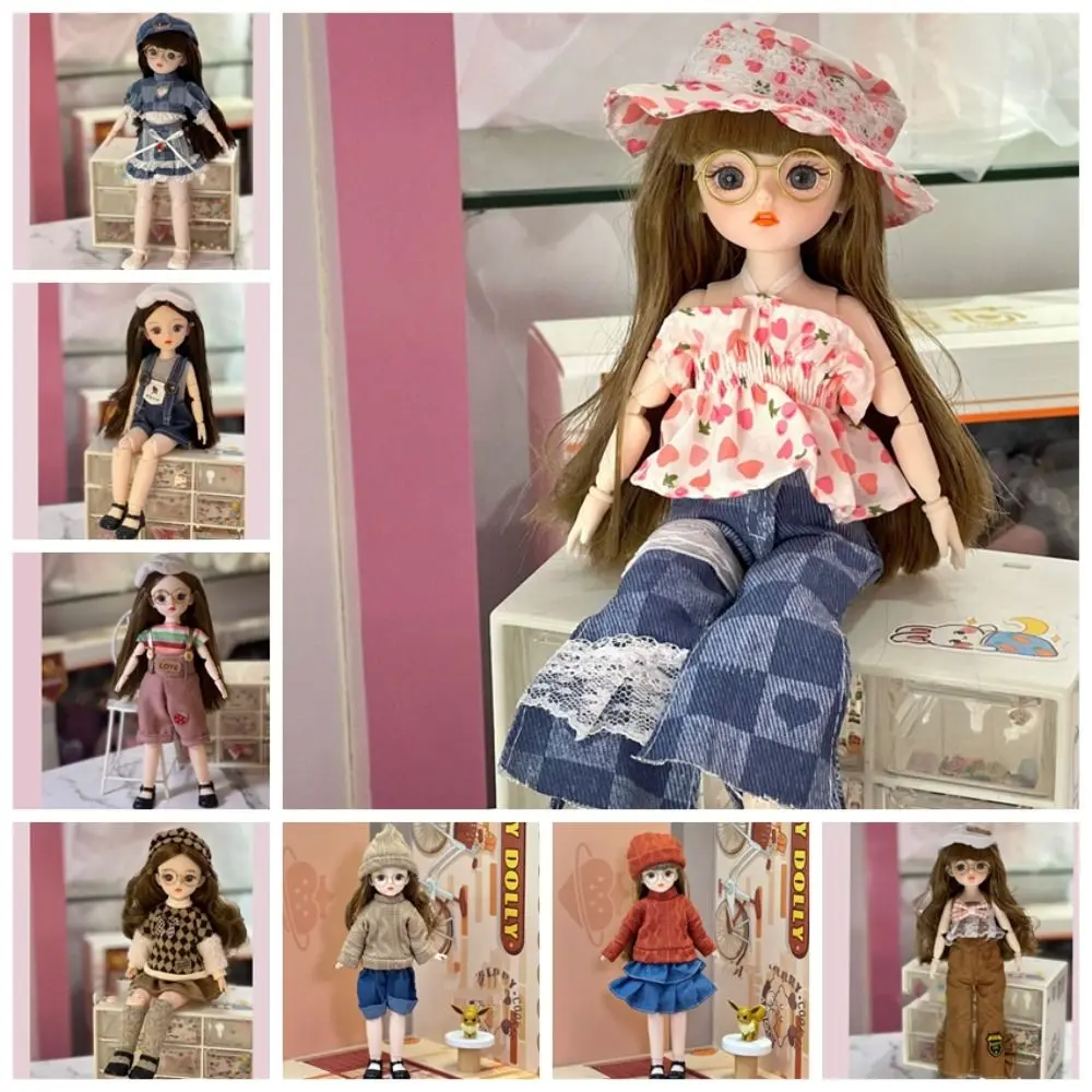 Beweegbare Grote Ogen Prinses Bjd Pop Dik Haar Mini 30Cm Bjd Pop Fijne Kleding Veilig Plastic 1/6 Bjd Pop Mini Meisje Speelgoed Speelhuis