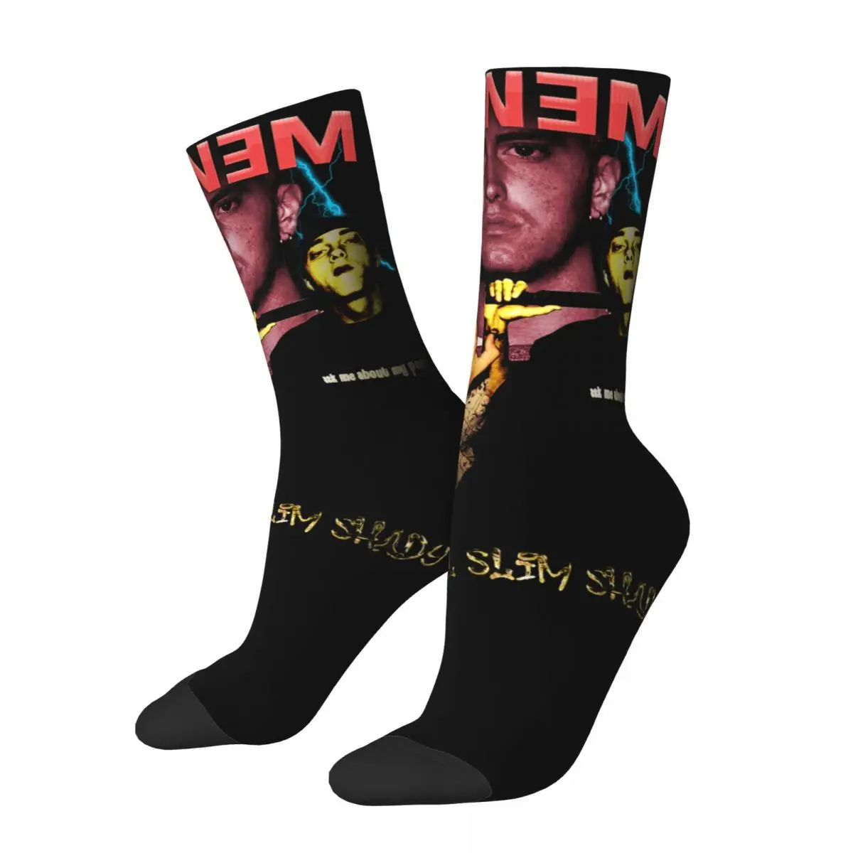 

Cool Eminem Theme Print Socks Accessories All Season Hip Hop Rap God Cotton Long Socks Sweat Absorbing