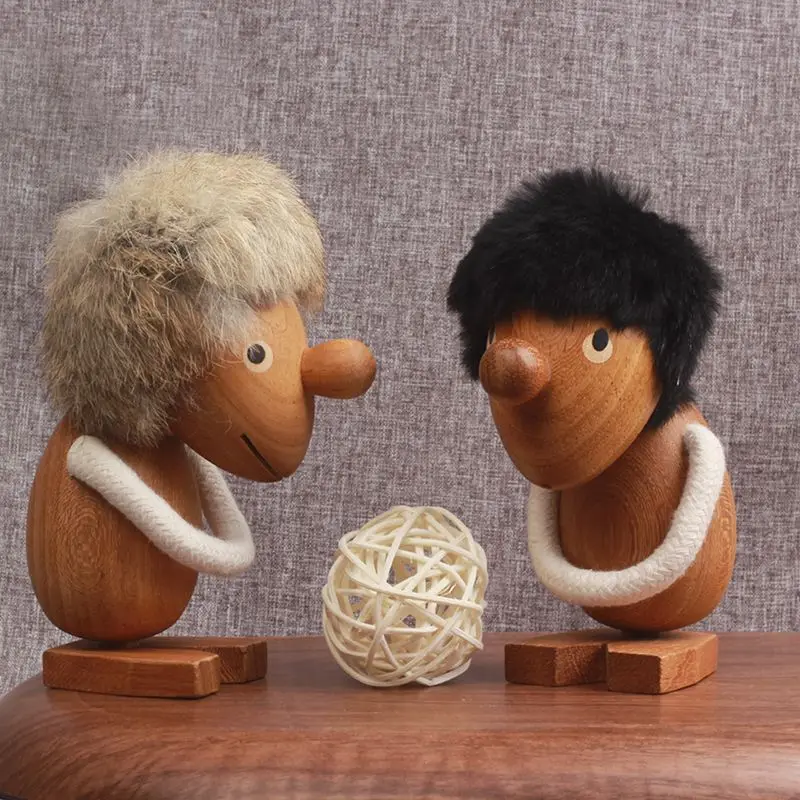 

Home desktop creative handmade cute puppet doll little hairy man log ornament