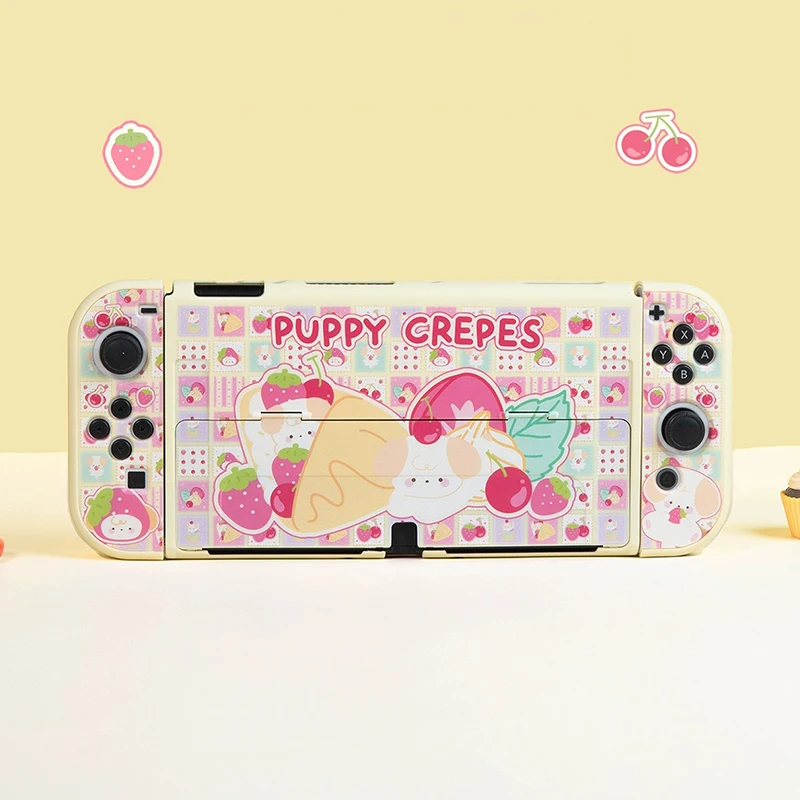 

Cute Puppy Crepes Protective Case for Nintendo Switch Oled NS Joy-Con Controller Hard PC Cover Full Front Back Shell Protector