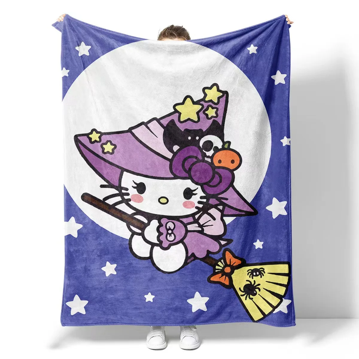 Hot Sanrio Hellokitty Halloween Pumpkin Flannel Printed Blanket Anime Cartoon Kawaii Cute Office Sofa Nap Bed Blanket Gift