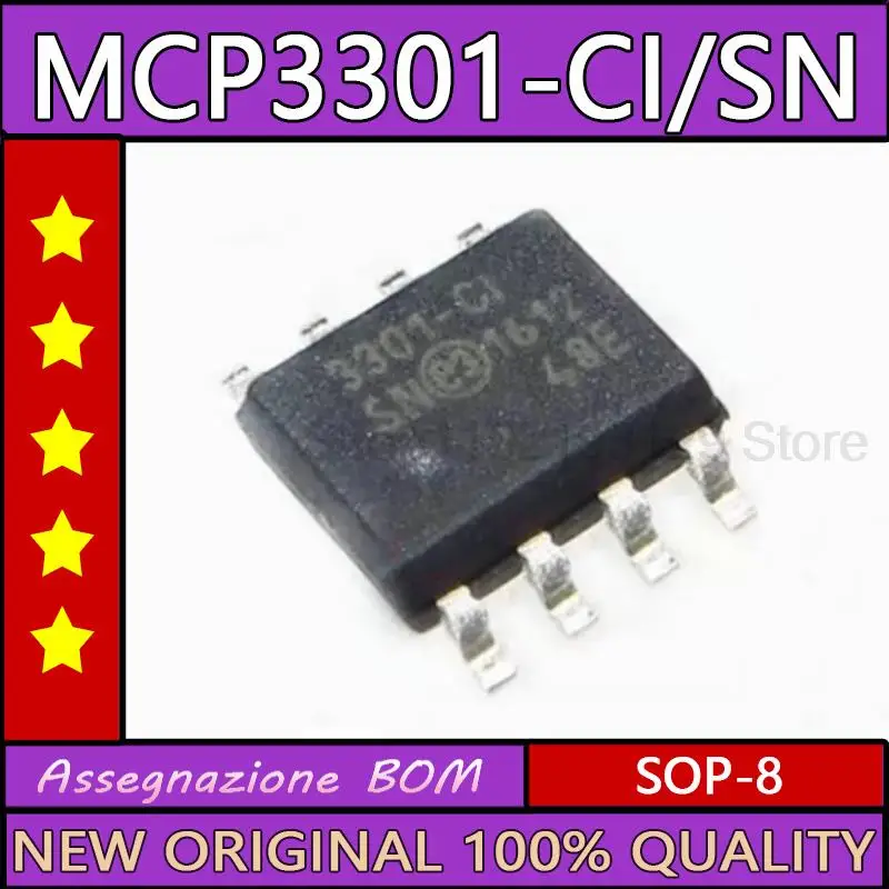 5 pezzi nuovo e originale MCP3301-CI/SN MCP3301 SOP8 IC Chip