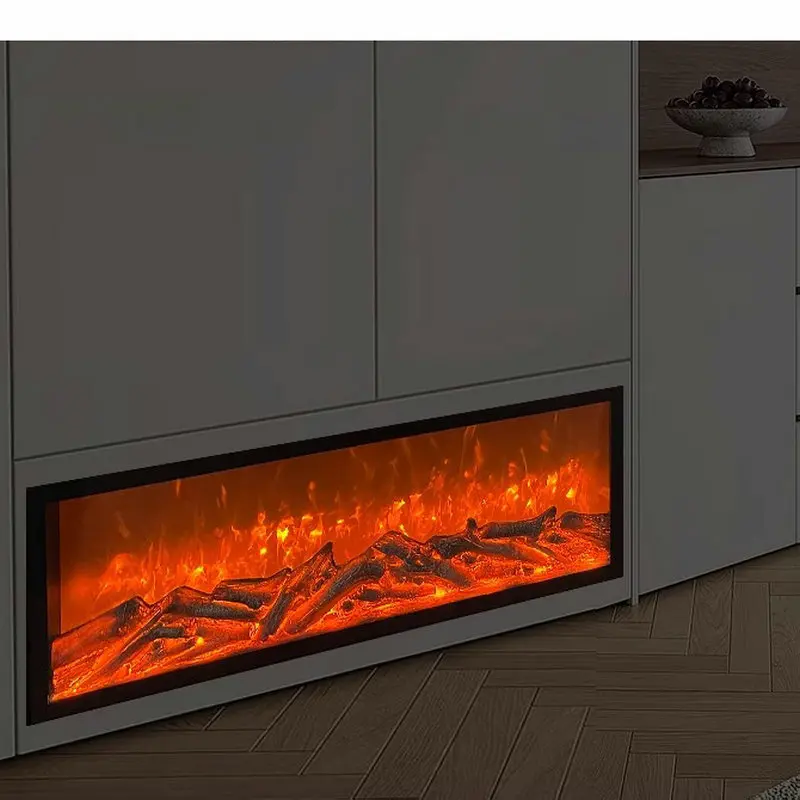

Nordic simple metal electronic fireplace, tempered glass panel decoration fireplace, simulated flame heating fireplace GN910TJ
