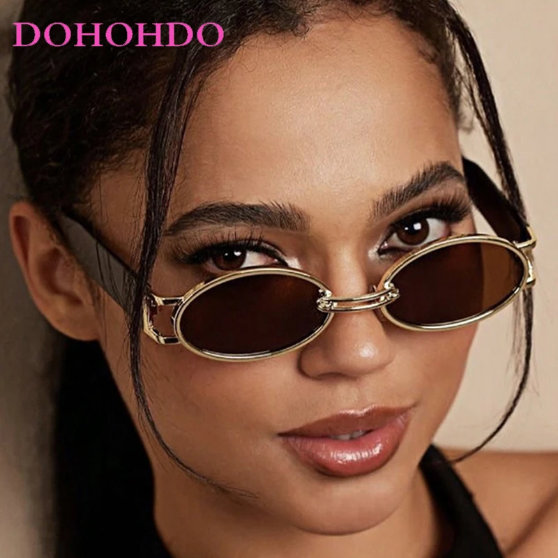 

Luxury Designer Vintage Small Oval Frame Sunglasses Women Men Summer Traveling Driving Shades Party Sunglass Unisex UV400 Очки