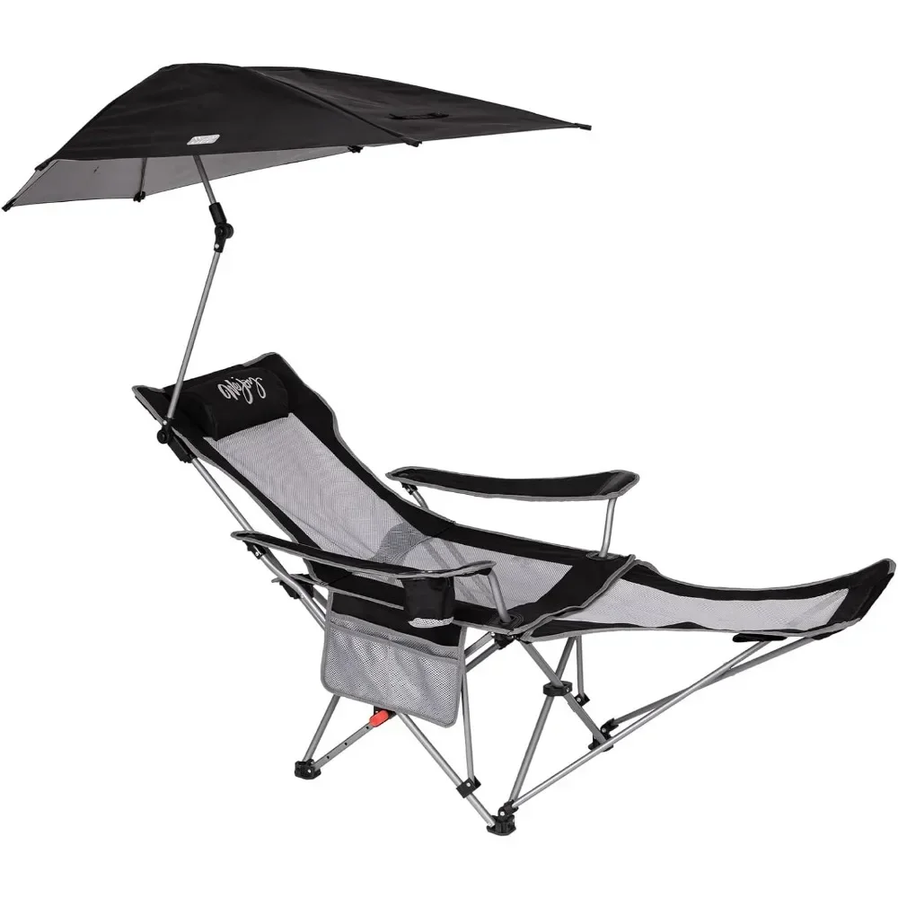 

y 2-in-1 Reclining Camping Chair with Removable Umbrella Lightweight Folding Camping Chair,Beach Chairs