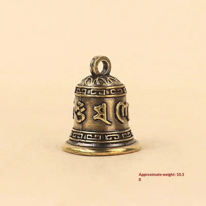 Retro Copper Six Syllable Mantra Bell Delicate Engraved Pattern Crisp Tone Spiritual Gift for  Believers