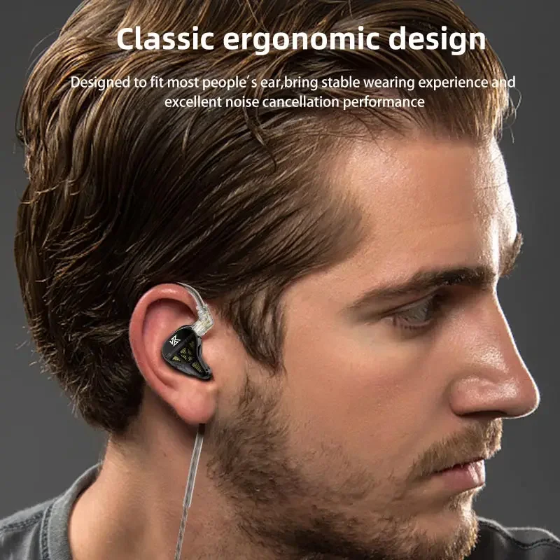 KZ DQS سماعات أذن سلكية معدنية داخل الأذن سماعات أذن HiFi Sport Game سماعات موسيقى مع ميكروفون كابل قابل للفصل