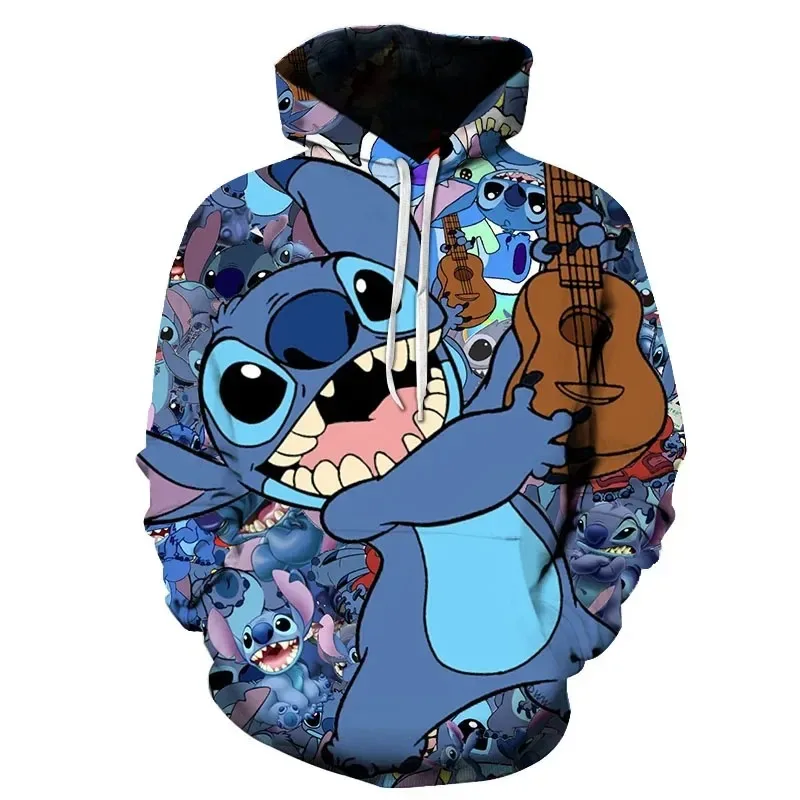 Disney-sudaderas con capucha de Lilo Stitch para hombres y mujeres, sudadera de manga larga, ropa de Cosplay de dibujos animados para padres e