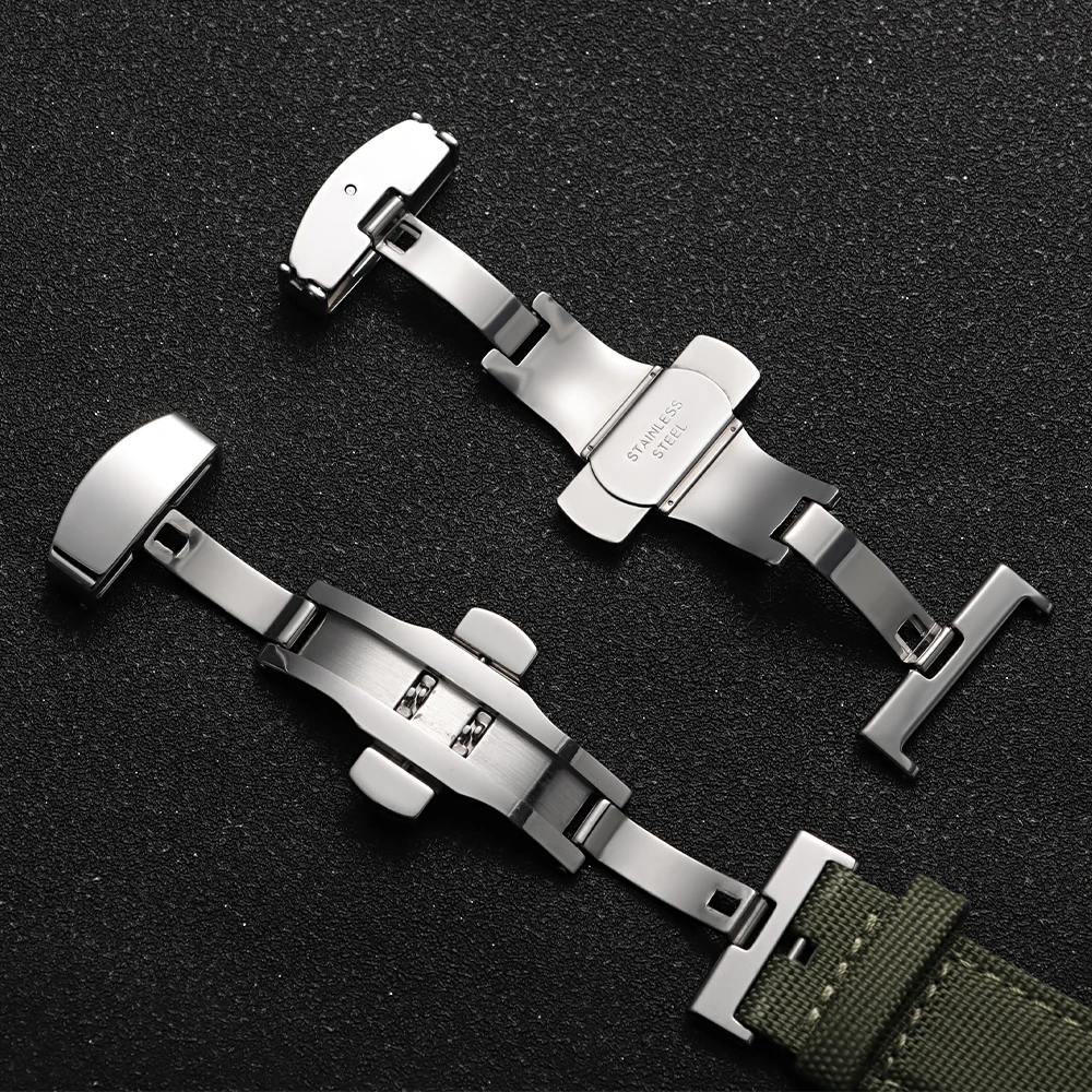 10/12/14/16/18/20/22mm Polished Matte Folding Button Stainless Steel Butterfly Buckle Watch Band Buckles Strap Clasp Accessories view 4