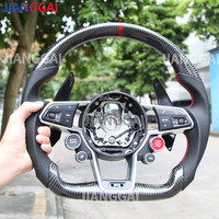 Carbon Fiber Steering Wheel One Start Buttons Sport Wheel For Audi R8 TTS TT TTRS 2016-2023 Customized Carbon Steering Wheel