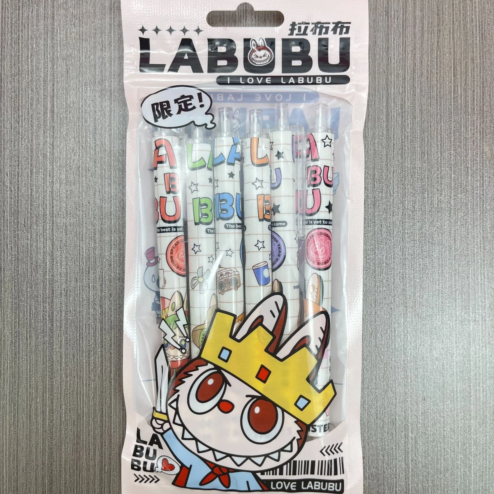 6pcs/set Anime Peripheral Kawaii Cute LABUBU Gel Pen Pupil Examination Diary Brush Pen Office Supplies Festivals Gift