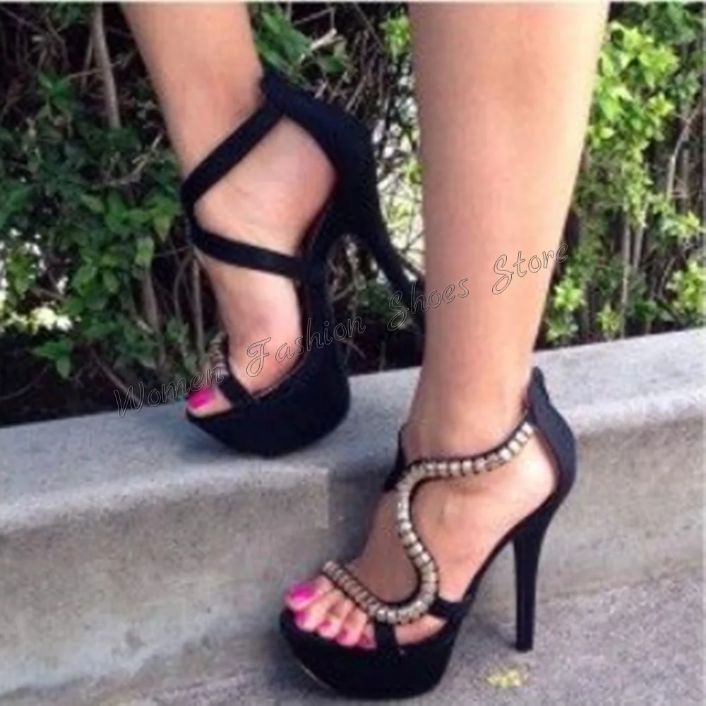 Black Platform Snake Strap Open Toe Sandals Stilettos High Heels High Heel Shoes for Women Heels 2024 New Zapatos Para Mujere