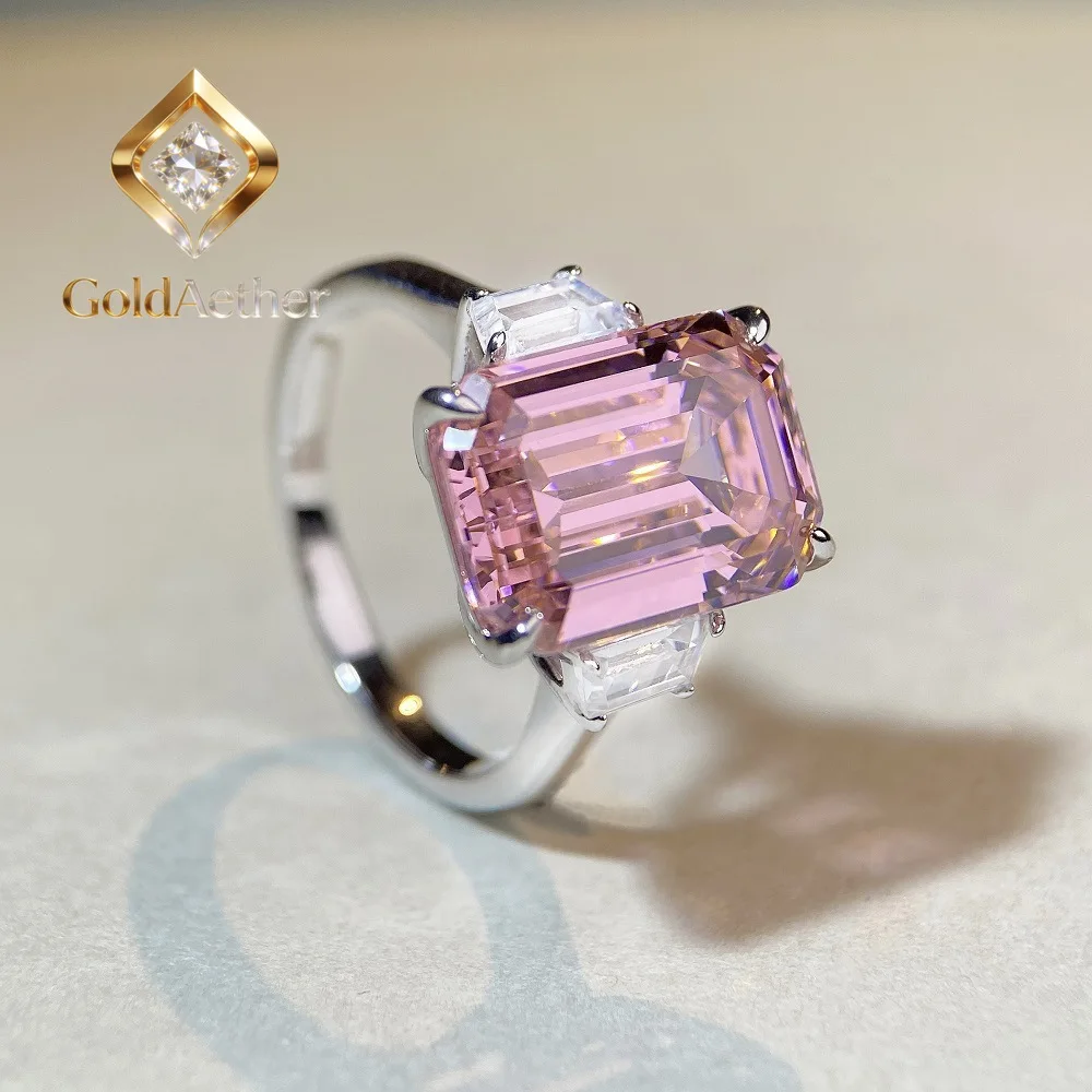 

Кольцо GoldAether Luxury из цельной платины PT950 с бриллиантом изумрудной огранки, женское кольцо с муассанитом и бриллиантами в форме сахарного кристалла