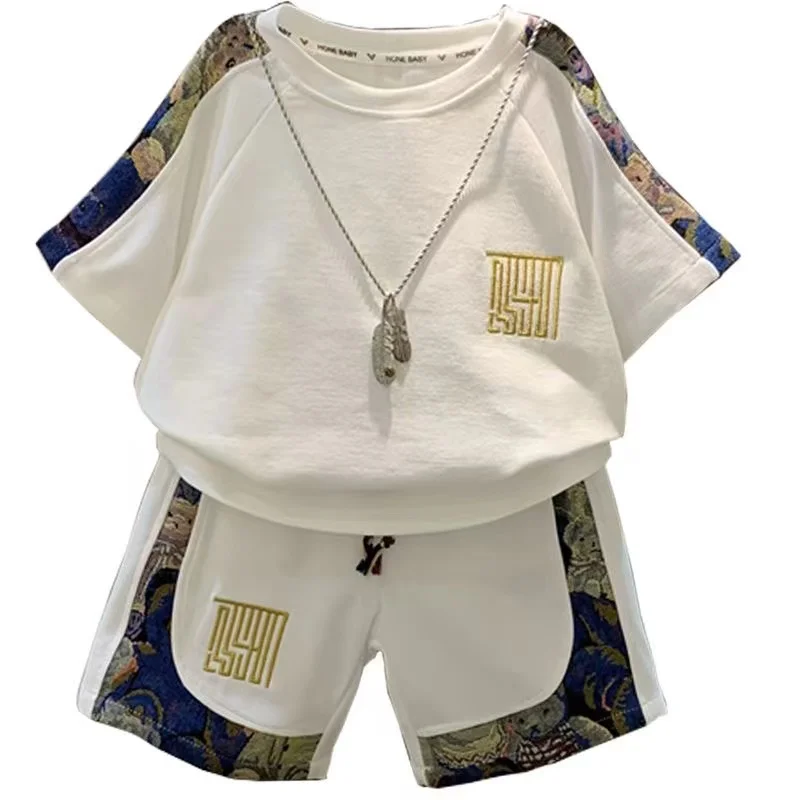 Fashion Boutique Summer Short Sleeve Set Baby Boys Clothes Pullover T-Shirt+Shorts 2pcs Kids 1-8 Years Old Cartoon Sport Outfit