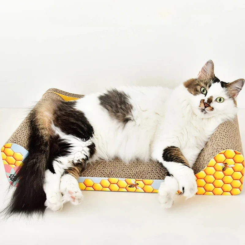 Cat Scratcher Sofa Shape Bed Scratching Corrugated Scratch Board Pet Toys for Indoor Cats Cat Rest Spot Interactive