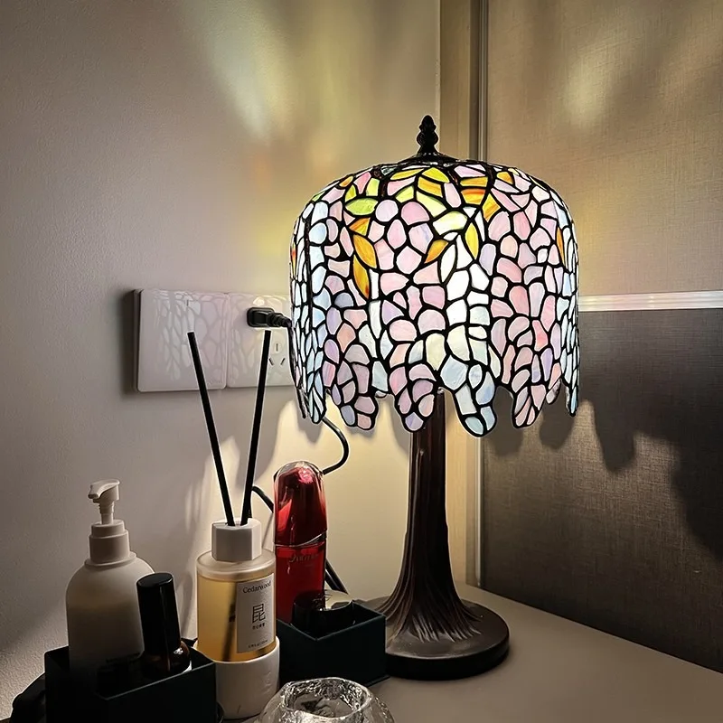 10 inch wisteria desk lamp, bedroom bedside lamp, office glass art decorative desk lamp