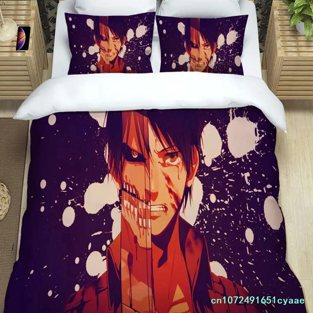 Attack On Titan Printed Polyester Bedding Bedding Set Quilt Cover Pillowcase Soft And Comfortable Customizable