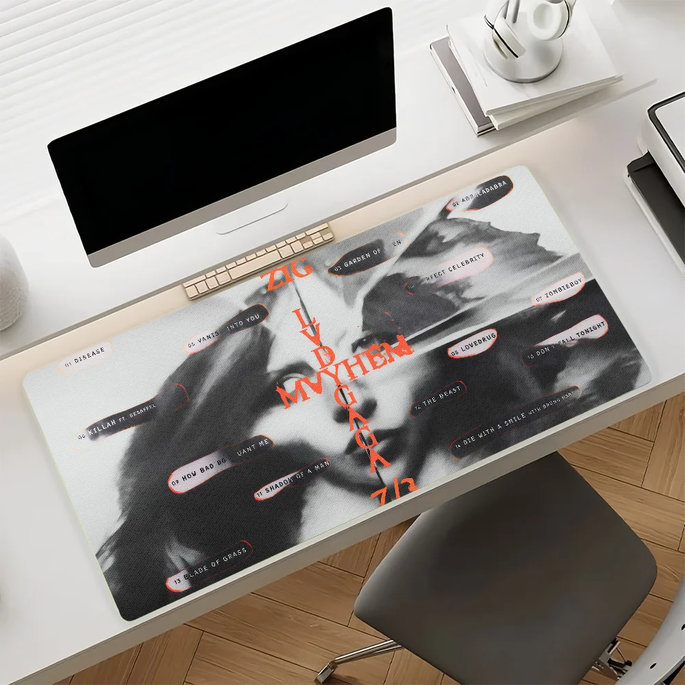 Singer L-Lady Gaga Mouse Pad Anti Slip Rubber Edge Locked Thickened Laptop Gaming Desk Mat