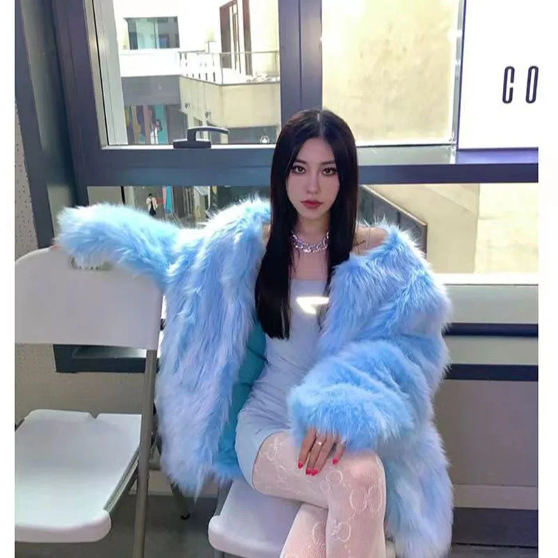 Fashionable Temperament Medium And Long Plush Coat 2024 Autumn And Winter New Slim Fit All-match Popular Faux Fur Coat Women