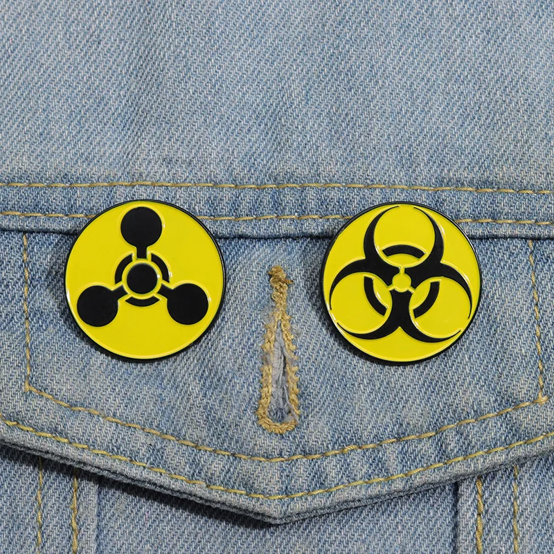 Danger Symbols Enamel Pins Radioactive Biohazard and Infection Warning Brooches Bag Lapel Badges Jewelry Gift for Friends