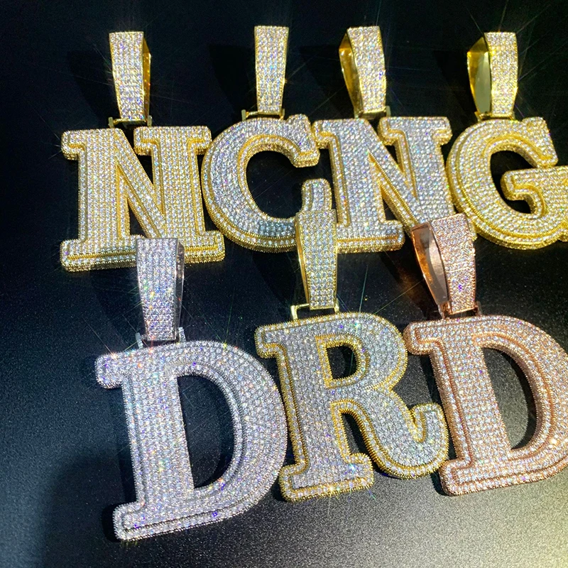 

Hip Hop Rapper 5A+ CZ Stone Paved Bling Iced Out Bubble Letters Charm Pendants Necklace for Men Rock Jewelry Gold Silver Color