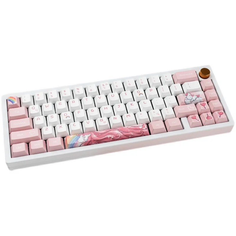 135 Keys/set Rainbow Pony Keycaps PBT Dye Sublimation Cute Horse Key Caps Cherry Profile Lightproof Keycap For MX Switch