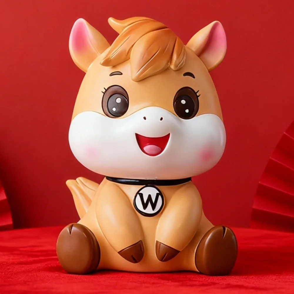 Anti Drop Horse Year Piggy Bank Savings Tank Large Capacity Cartoon Horse Money Boxes Collectible Decorative