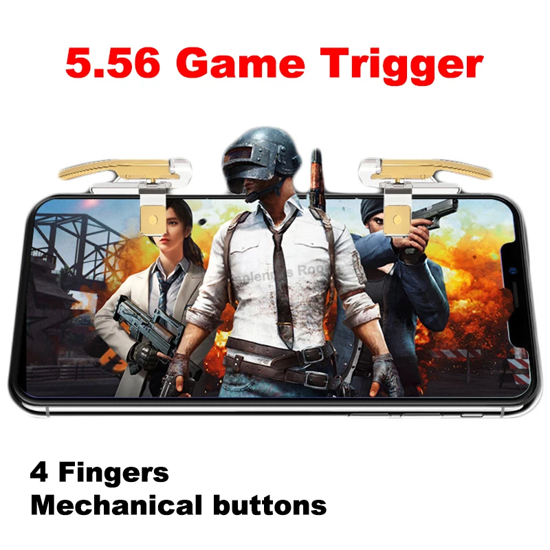 

5.56 Mobile Phone Game Trigger Aim Shooting L1R1 Key Button for IOS Android PUBG 4 Fingers Gamepad Joystick Controller Accessory