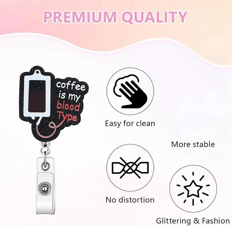 Cna Badge Holder Retractable-ID Badge Holder With Clip 5 Pcs Acrylic Badge Reel With Alligator Clip