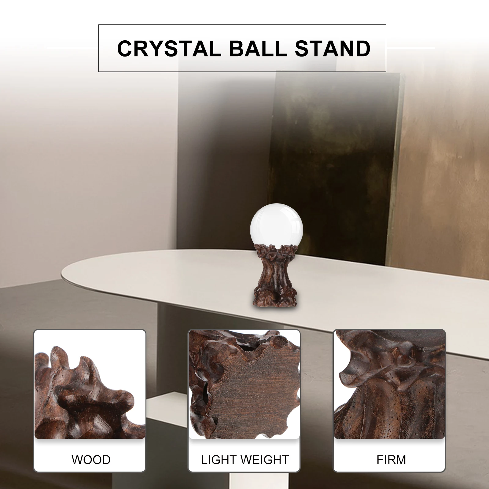 

Wood Carving Base Premium Quality Natural Flavor Reliable Wood Easy Install Portable Display Stand for Crystal Ball Glass Decor