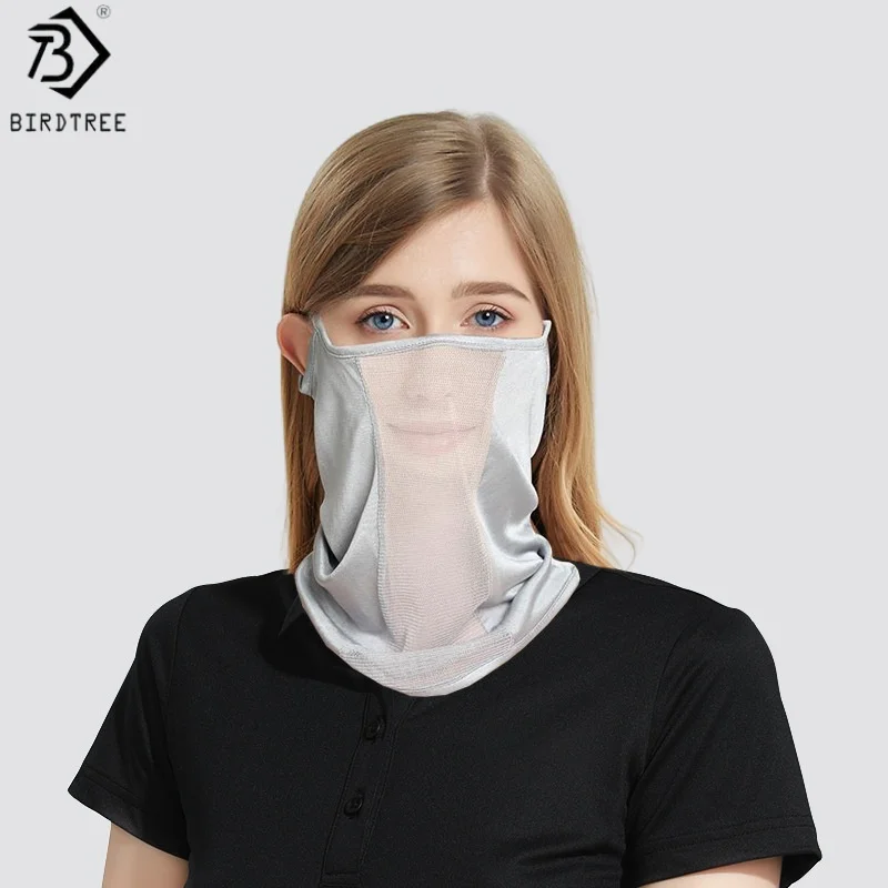

Birdtree 25% шелк 75% вискозное волокно, солнцезащитная маска, дышащая подвеска для ушей, маска для защиты от ультрафиолета, новинка 2025 года A57521JF
