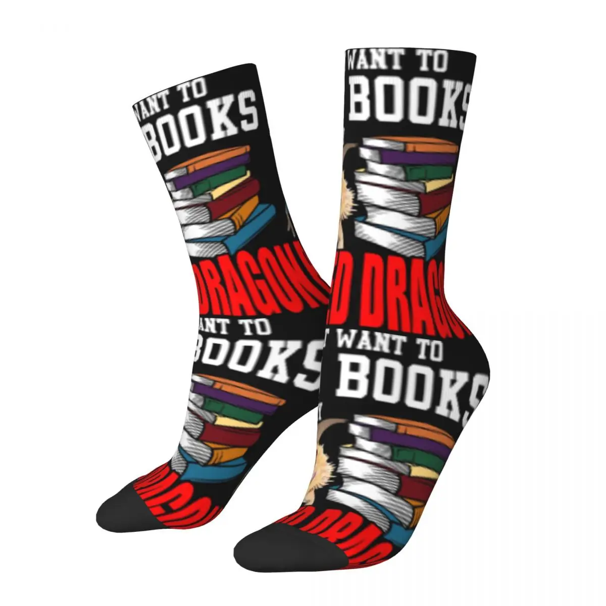 Hip Hop Just Want To Read Books Crazy Men's compression Socks Unisex My Pet Monster Adventure Anime Street Seamless Crew Sock