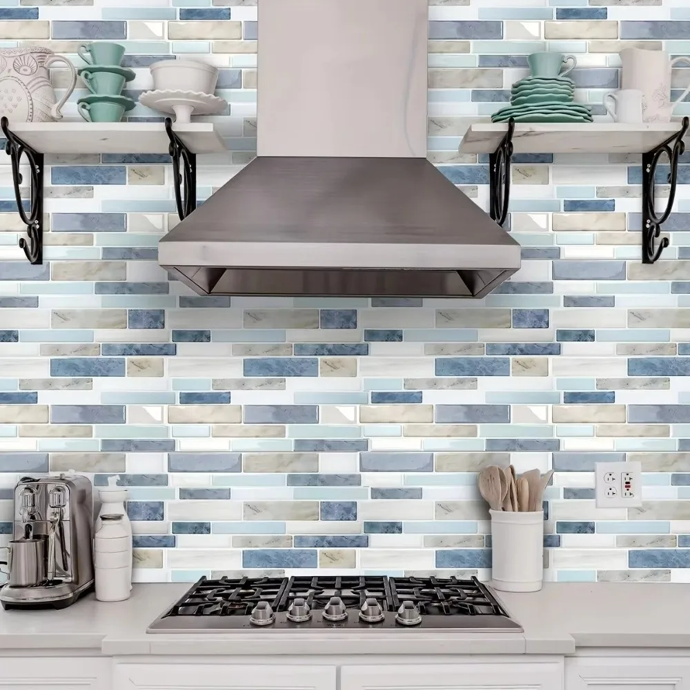 25PCS New Marble Pattern Kitchen Stickers Waterproof Oilproof Bathroom Tile Stickers 3D Effect Crystal Self-Adhesive Wallpaper